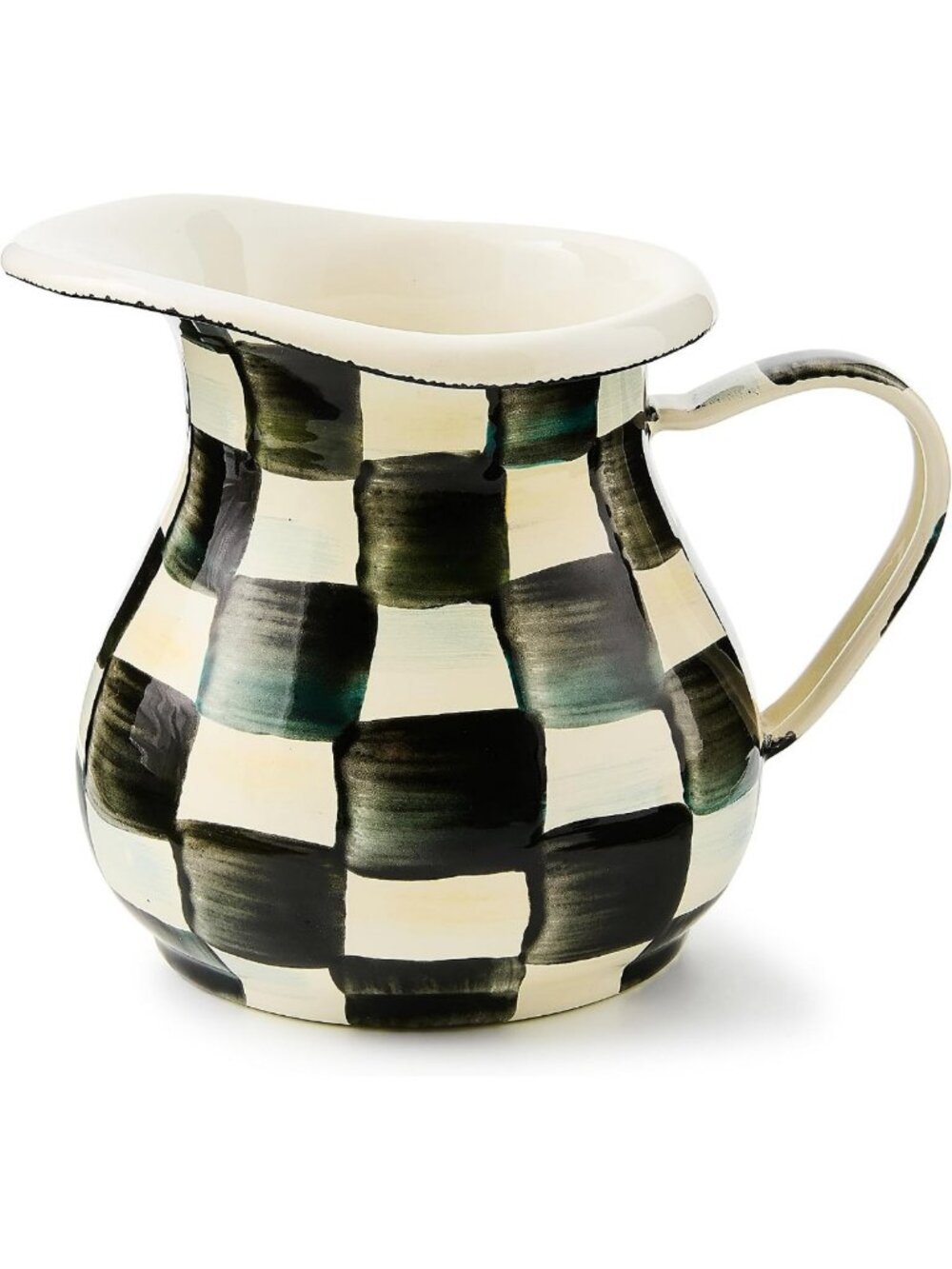 Chic Creamer and Sugar Bowl Set, Black and White Checkered Design, Elegant